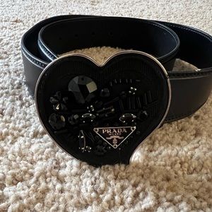 Authentic Prada Heart Buckle Leather Belt